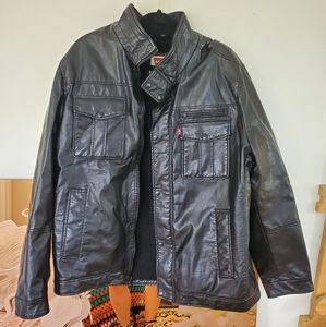 Mens XXL levis faux leather jacket sherpa lined